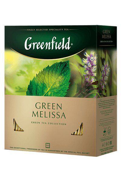 картинка Чай Greenfield зеленый Green Melissa мелисса, мята, лимон саше 100х1,5 г