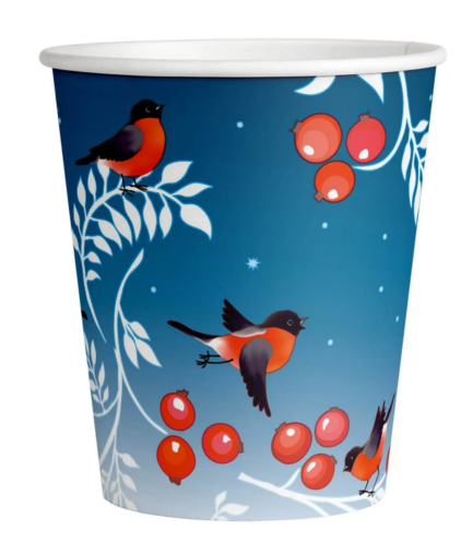 картинка Стакан бумажный 250 мл однослойный 50 шт. "Снегири "