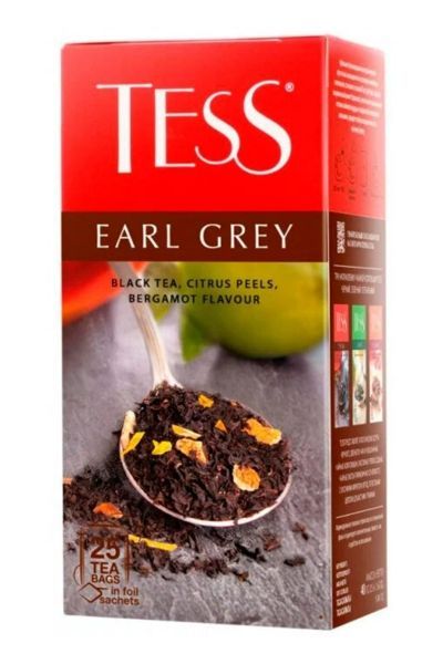 картинка Чай Tess черный Earl Grey бергамот саше 25х1,6 г