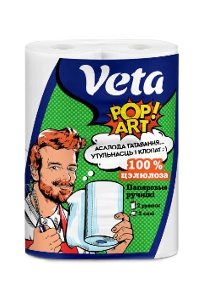 картинка Полотенца бумажные VETA POP ART 2-х слойные рулон 2 шт.