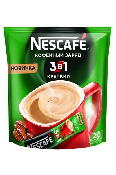 картинка Кофейный напиток Nescafe 3 в 1 Крепкий растворимый 20х14,5 г