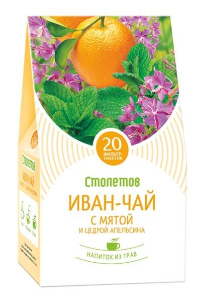 картинка Чайный напиток Столетов Иван- чай с мятой и цедрой апельсина 20х1 г 
