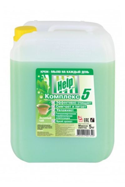 картинка Жидкое мыло "Help" Зеленый чай, канистра 5 кг.