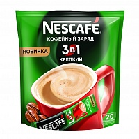 картинка Nescafe 3 в 1 Крепкий, растворимый в пак. 20 стиков по 16 гр.