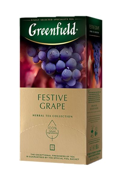 картинка Чай Greenfield травяной Festive Grape виноград саше 25х2 г