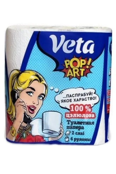 картинка Бумага туалетная Veta Pop Art 2-х слойная 4 шт.