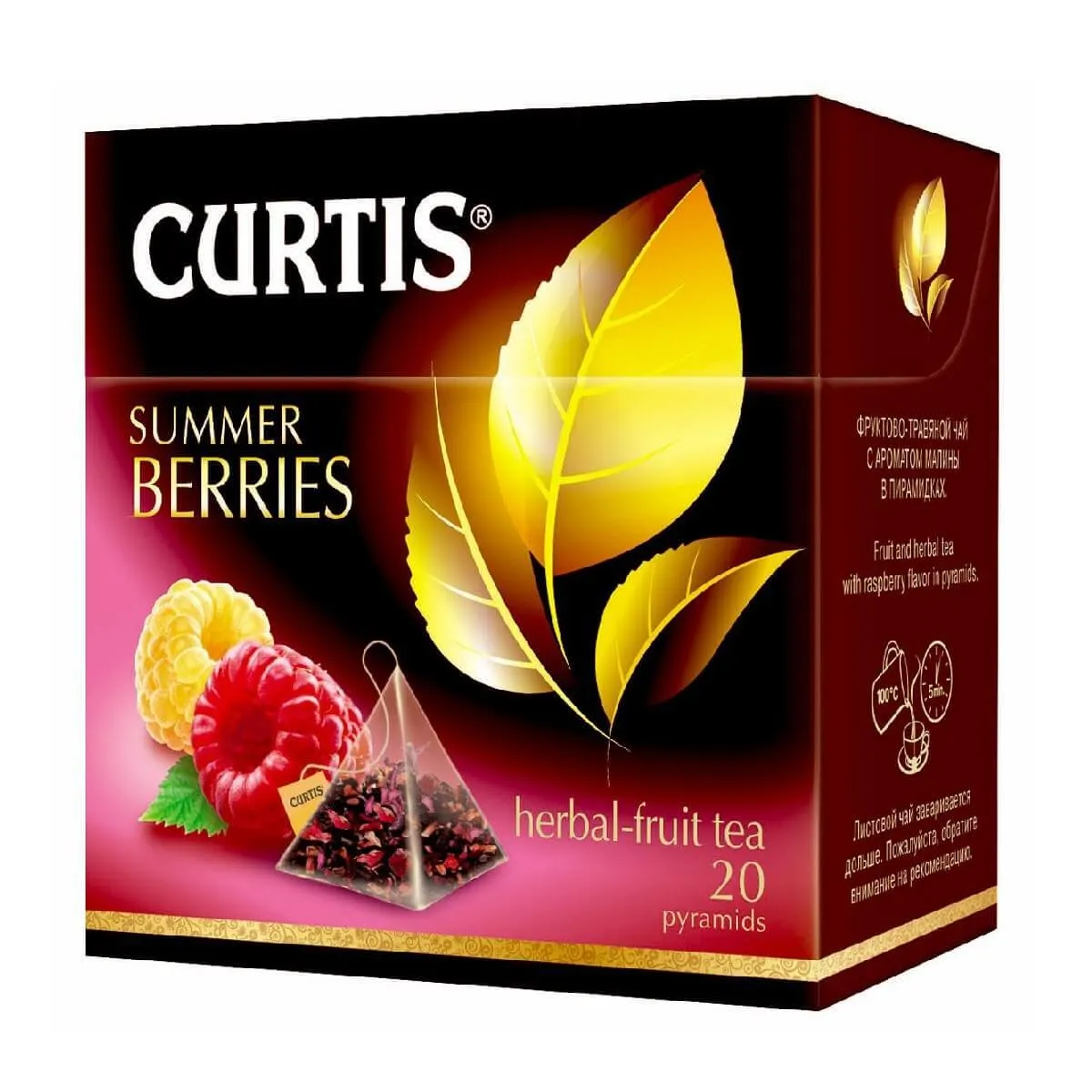 картинка Чай Curtis травяной Саммер Беррис каркаде пирамидки 20х1,7 г