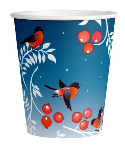картинка Стакан бумажный 250 мл однослойный 50 шт. "Снегири "