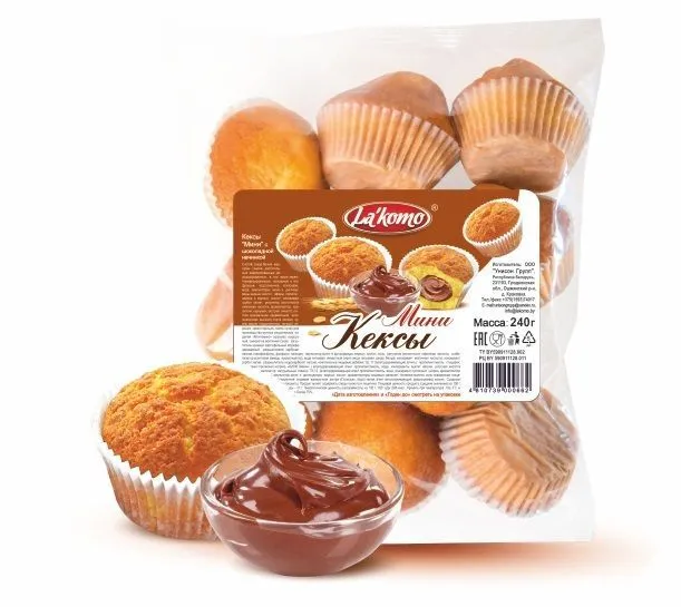 картинка  Кексы Мини с шоколадной начинкой 240 г 