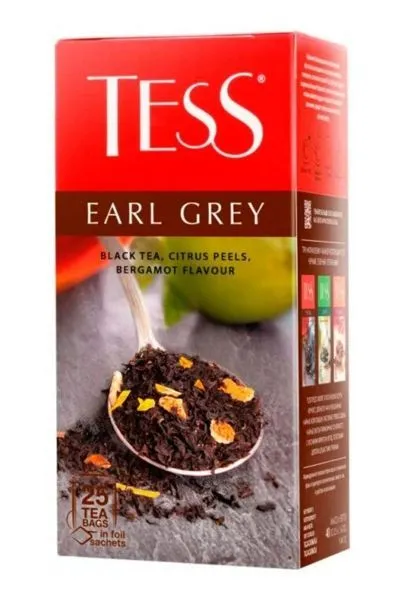 картинка Чай Tess черный Earl Grey бергамот саше 25х1,6 г
