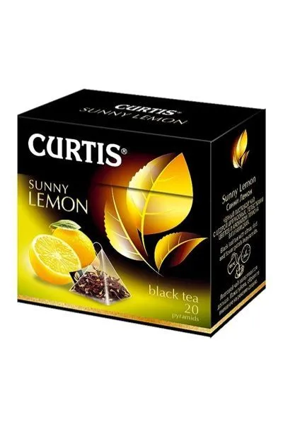 картинка Чай Curtis черный Санни Лемон лимон пирамидки 20х1,8 г