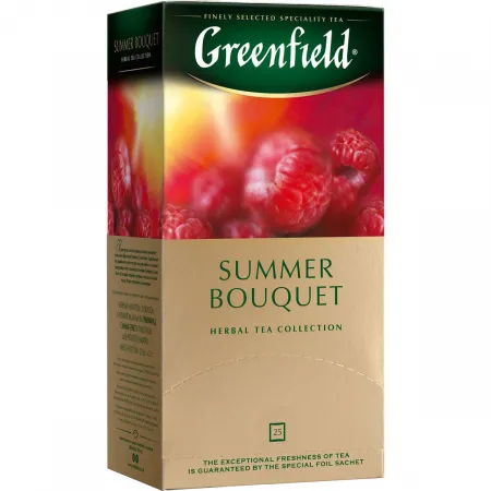 картинка Чай Greenfield травяной Summer Bouquet малина 25 пак.