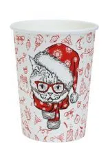 картинка Стакан бумажный 250 мл однослойный 50 шт., "Happy New Year Kitty"