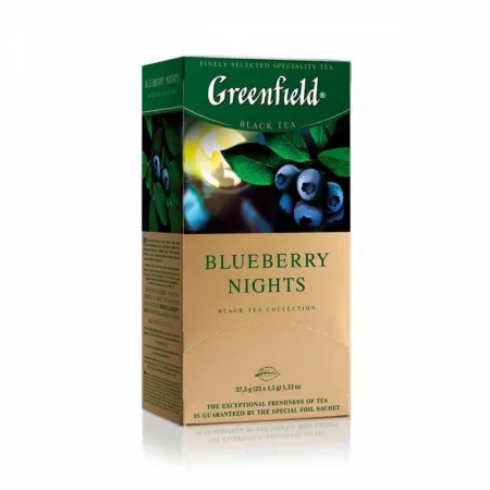 картинка Чай Greenfield черный Blueberry Night черника, сливки 25 пак.