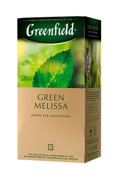 картинка Чай Greenfield зеленый Green Melissa мелисса, мята, лимон саше 25х1,5 г