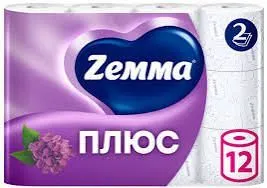 картинка Бумага туалетная Zemma Плюс аромат сирени 2-х слойная 12 шт.