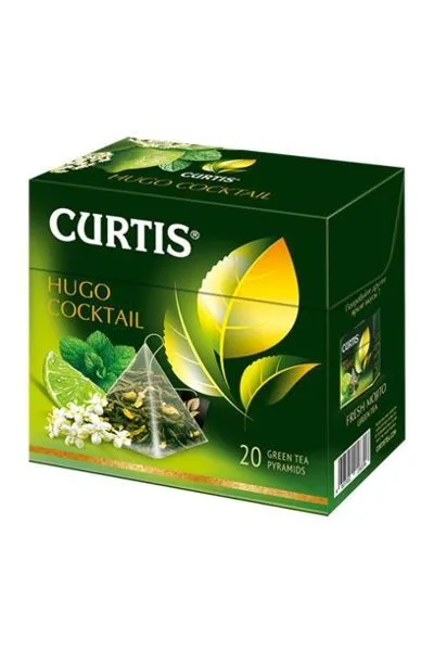 картинка Чай Curtis зеленый Хьюго Коктейль цедра цитрус., мята, бузина и аромат лайма пирамидки 20х1,8 г