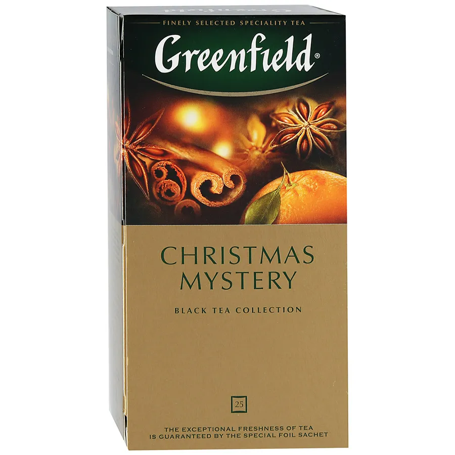 картинка Greenfield черн. Christmas Mystery, с аром. апельсина, лимона пач. 25 пак.