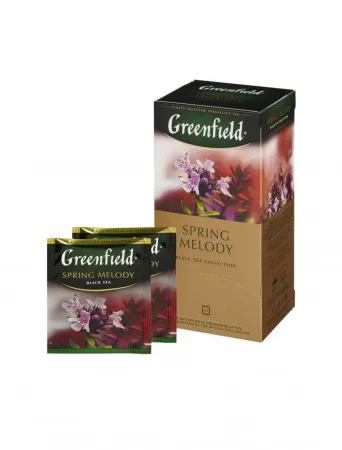 картинка Чай Greenfield чёрный Spring Melody душистые травы и фрукты 25 пак.
