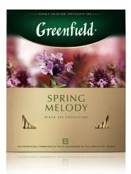 картинка Чай Greenfield чёрный Spring Melody душистые травы и фрукты саше 100х1,5 г